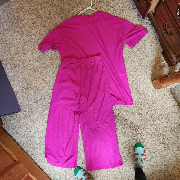 Dressed in Lala Lex Ribbed Playsuit in Hot Pink - Picture 10 of 11